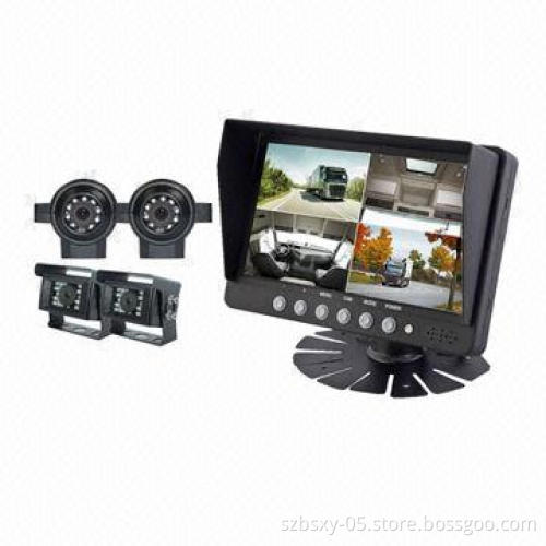High Quality Car Rear-view Camera, 7-inch Digital LCD Quad Monitor for Trailer